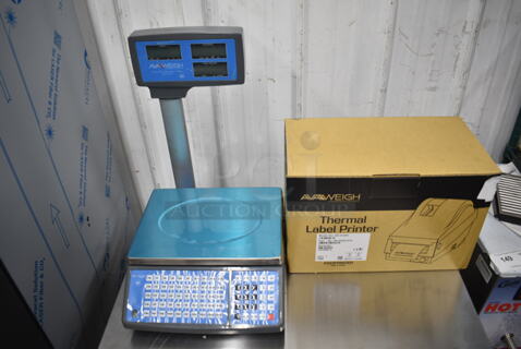 BRAND NEW SCRATCH AND DENT! AvaWeigh 334PCS40T 40 lb. Digital Price Computing Scale with Tower w/ AvaWeigh OS-2130D 334PRINTER Thermal Label Printer for Price Computing Scales. Tested and Working!