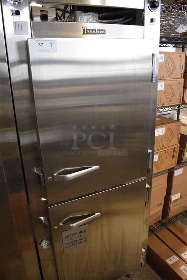 Traulsen Model RDH132WUT Stainless Steel Commercial 2 Half Size Door Reach In Warmer and Cooler Combo Unit w/ Metal Racks. 115 Volts, 1 Phase. 30x30x83. Tested and Working!