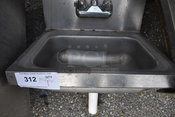 Stainless Steel Commercial Single Bay Wall Mount Sink w/ Faucet and Handles. 17x15x20 - Image 3 of 5