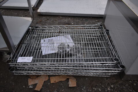 ALL ONE MONEY! Lot of 4 BRAND NEW SCRATCH AND DENT! Chrome Finish Wire Shelves.