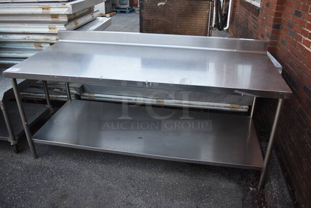 Stainless Steel Table w/ Back Splash and Under Shelf. 84x36x41 - Image 5 of 5
