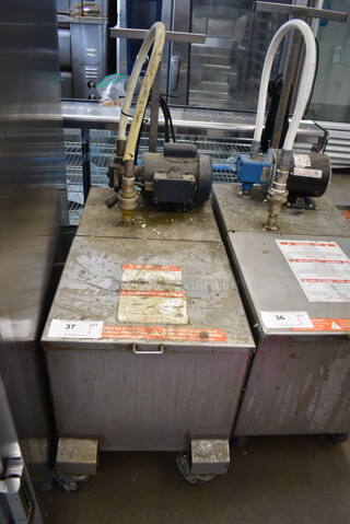 402 Stainless Steel Commercial Portable Oil Filtration System on Commercial Casters. 115/230 Volts, 1 Phase. 