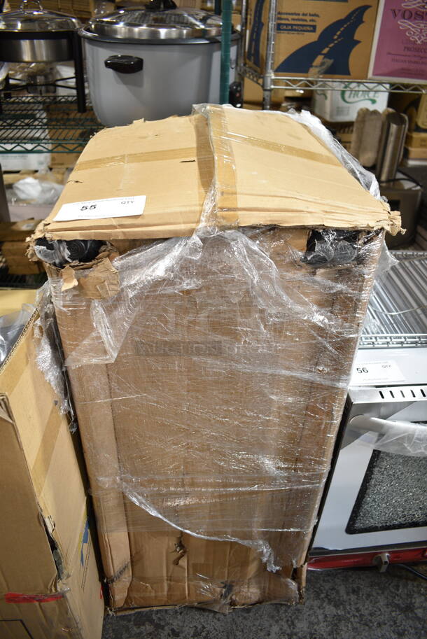 Box of 8 BRAND NEW SCRATCH AND DENT! Lancaster Table & Seating 3711154 19" x 16 1/2" x 31" Folding Black Metal Double Bar Tray Stand - Image 2 of 5