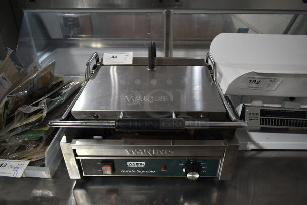 Waring WFG250 Stainless Steel Commercial Countertop Panini Press. 120 Volts, 1 Phase. Tested and Working!
