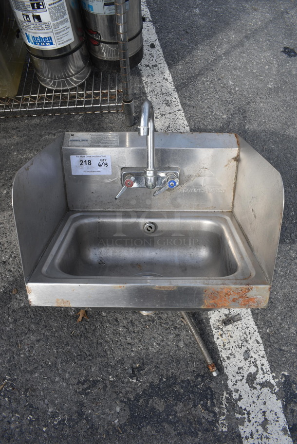 Advance Tabco Wall Mount Hand Sink w/ Side Splashes and Faucet - Image 1 of 4