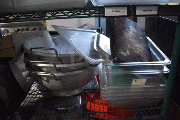 ALL ONE MONEY! Tier Lot of Various Items Including Poly Bins, Napkin Dispenser, Metal Colanders and Stainless Steel Drop In Bins - Image 2 of 6