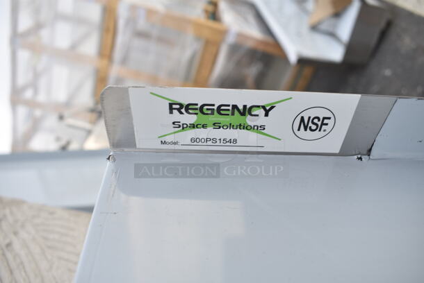 2 BRAND NEW SCRATCH AND DENT! Regency 600PS1548 15" x 48" Stainless Steel Wall Mounted Pot Rack with Shelf and 18 Galvanized Hooks. 2 Times Your Bid! - Image 4 of 4