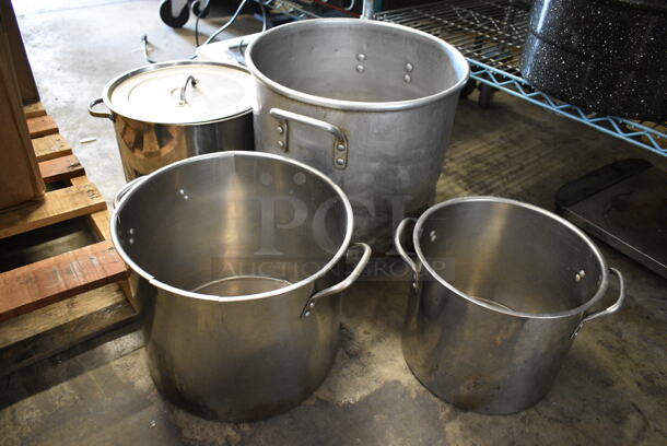 4 Metal Stock Pots w/ 1 Lid. Includes 13x13x9.5, 15x15x14, 10x10x9. 4 Times Your Bid! - Image 1 of 6