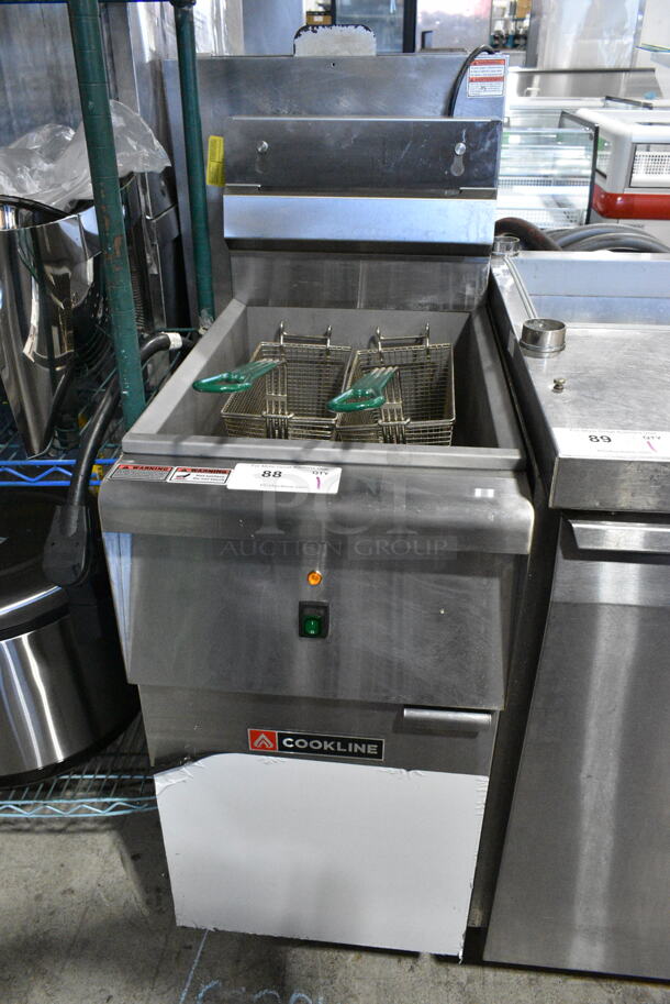 BRAND NEW SCRATCH AND DENT! 2023 Cookline CF-40E-240-3 Stainless Steel Commercial Floor Style Electric Powered Deep Fat Fryer. 240 Volts, 3 Phase.  - Image 2 of 10