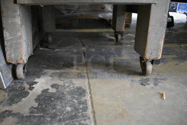 Wooden Cart w/ Under Shelf and Mounted Commercial Can Opener on Commercial Casters. 14.5x28x46 - Image 5 of 5
