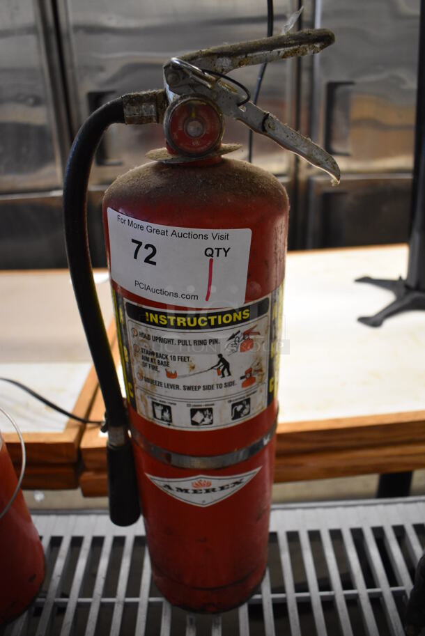 Amerex Dry Chemical Fire Extinguisher. 5x5x20. Buyer Must Pick Up - We Will Not Ship This Item. 