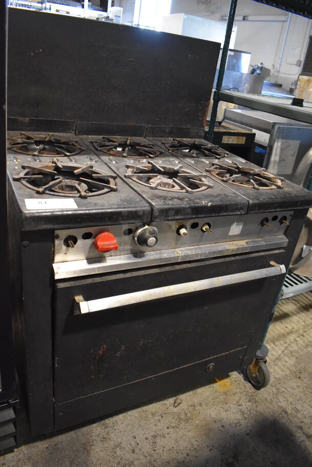 GR10A Metal Commercial Propane Gas Powered 6 Burner Range w/ Oven, Over Shelf and Back Splash. 34x32x51GR10A - Image 2 of 7