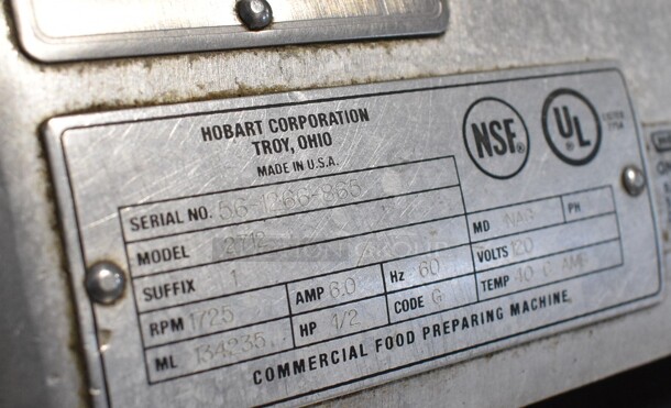 Hobart Model 2712 Stainless Steel Commercial Countertop Automatic Meat Slicer w/ Blade Sharpener. 120 Volts, 1 Phase. 27x26x27. Tested and Working! - Image 5 of 10