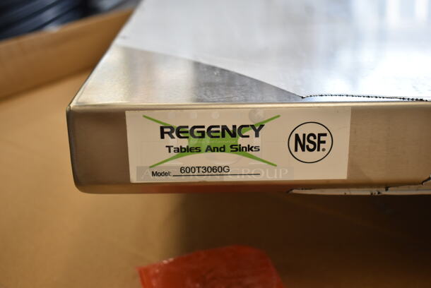 BRAND NEW SCRATCH AND DENT! Regency 600T3060G Stainless Steel Table w/ Under Shelf. Stock Picture Used as Gallery.  - Image 4 of 4