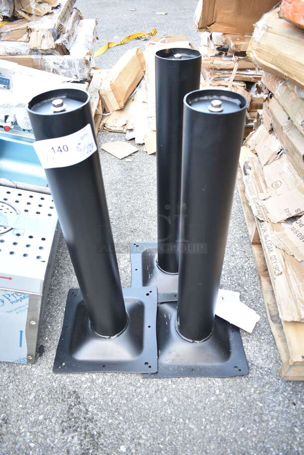 3 BRAND NEW SCRATCH AND DENT! Black Metal Table Columns. 3 Times Your Bid!  - Image 1 of 5