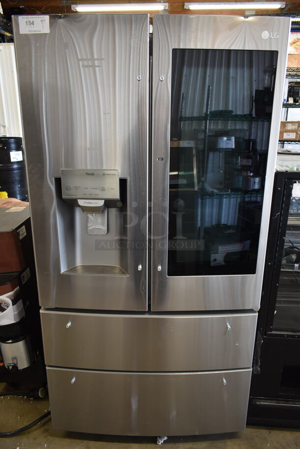 BRAND NEW SCRATCH AND DENT! LG Stainless Steel Commercial Cooler Freezer Combo Unit w/ Ice and Water Dispenser. Tested and Working! - Image 1 of 8