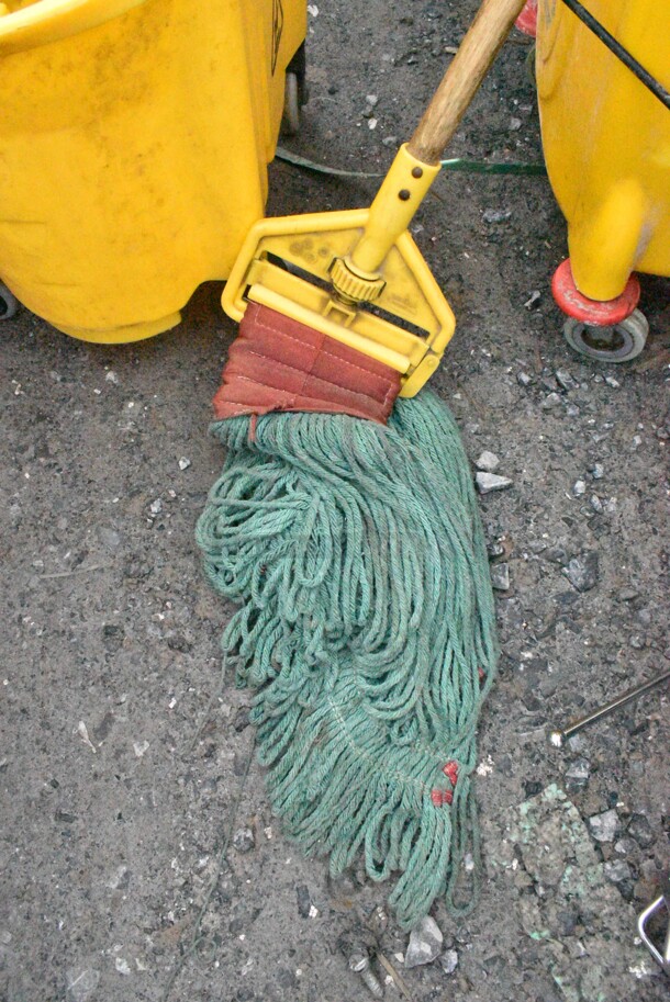 2 Yellow Poly Mop Bucket w/ Wringing Attachment on Commercial Casters. 2 Times Your Bid! - Image 10 of 10
