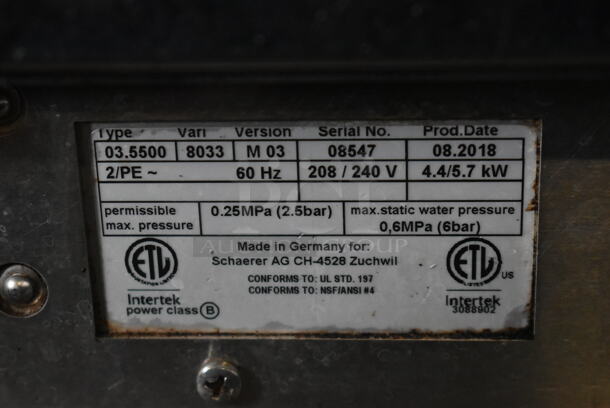 2018 Schaerer Barista Stainless Steel Commercial Countertop 2 Group Espresso Machine w/ 2 Steam Wands and 2 Hoppers. 208/240 Volts, 1 Phase. See Pictures For Cracked Control Panel. - Image 6 of 6