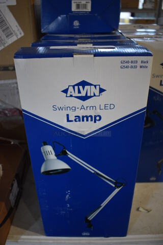 8 BRAND NEW IN BOX! Alvin G2540-DLED White Swing Arm LED Lamps. 8 Times Your Bid!
