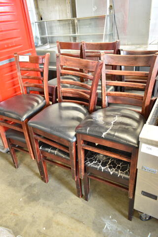 12 Wooden Dining Height Ladder Back Chair w/ Black Seat Cushion. 12 Times Your Bid! 