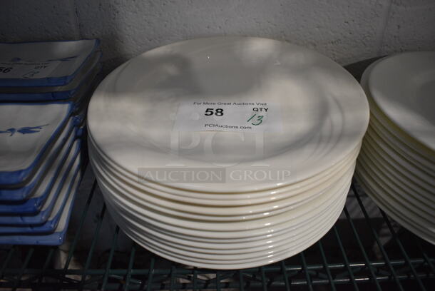 13 White Ceramic Plates. 10.5x10.5x1. 13 Times Your Bid!
