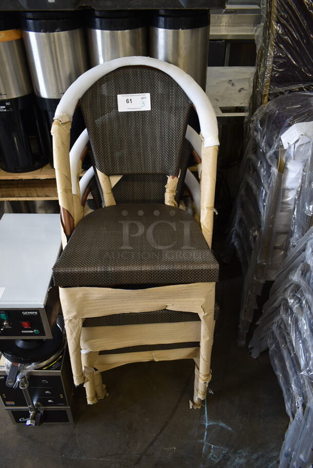 3 BRAND NEW SCRATCH AND DENT! Lancaster Table & Seating 427CSFRBSBRN French Bistro Brown Outdoor Side Chair. 3 Times Your Bid! - Image 4 of 7