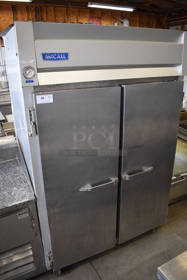 McCall Model 7-7045FTC Stainless Steel Commercial 2 Door Reach In Freezer on Commercial Casters. 115 Volts, 1 Phase. 55x35x84. Tested and Powers On But Temps at 49 Degrees - Image 3 of 7