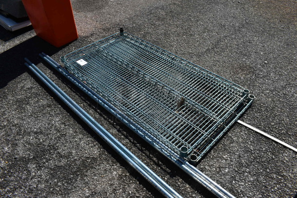ALL ONE MONEY! Lot of 2 Metro Style Shelves and 4 Poles! 48x24x1.5, 75" - Image 2 of 3