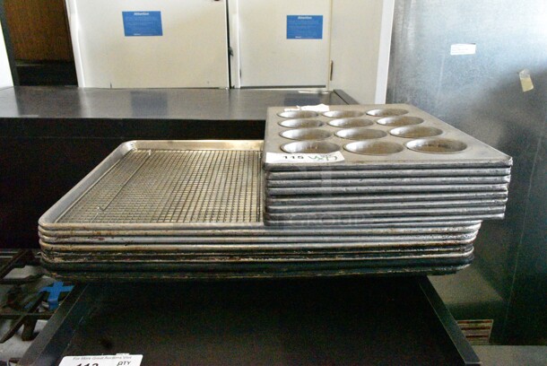 17 Various Metal Items Including Muffin Baking Pans and Baking Pans. 17 Times Your Bid!  - Image 1 of 4