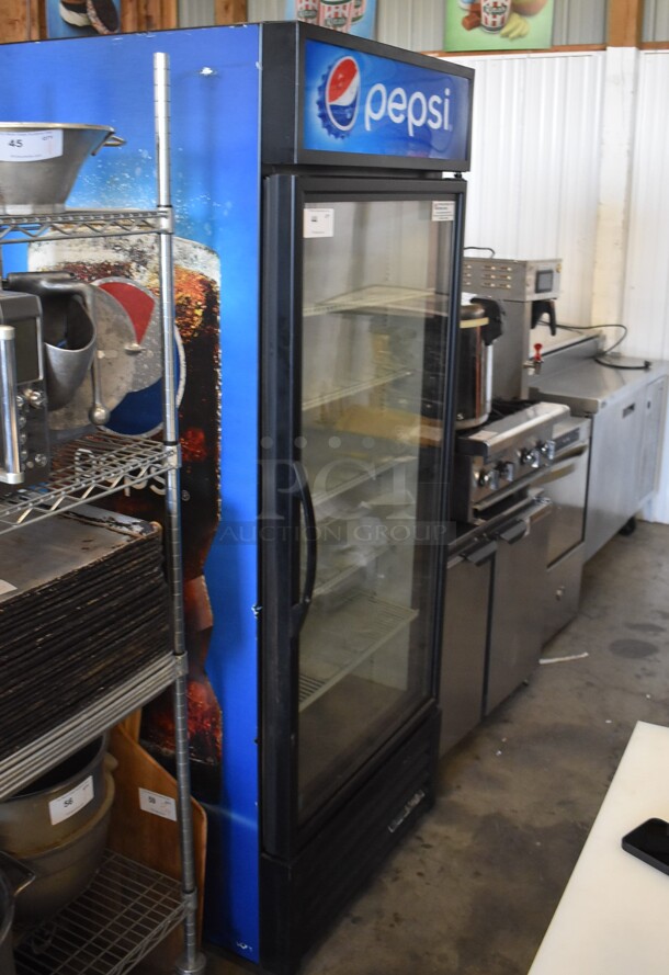 2018 True GDM-26-HC-TSL01 Metal Commercial Single Door Reach In Cooler Merchandiser w/ Poly Coated Racks. 115 Volts, 1 Phase. Tested and Working! - Image 2 of 6