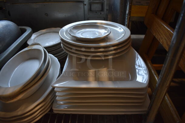 ALL ONE MONEY! Tier Lot of Various Items; White Ceramic Plates, Utensils, Silverware and Metal Gravy Boats - Image 2 of 8