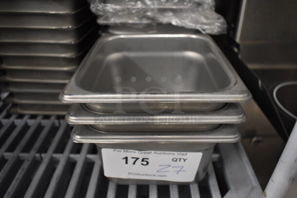 27 Stainless Steel 1/6 Size Drop In Bins. 1/6x4. 27 Times Your Bid! - Image 1 of 4