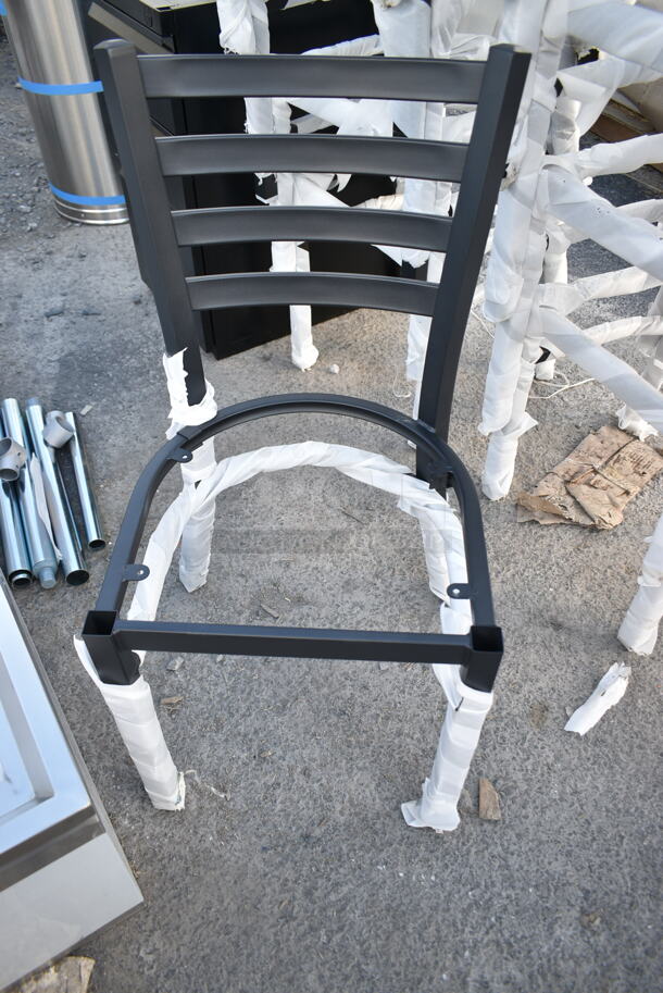 12 BRAND NEW SCRATCH AND DENT! Lancaster Table & Seating 164CMTLADFR Black Metal Dining Height Chair Frame w/ Ladder Back. No Cushions. 12 Times Your Bid! - Image 3 of 6