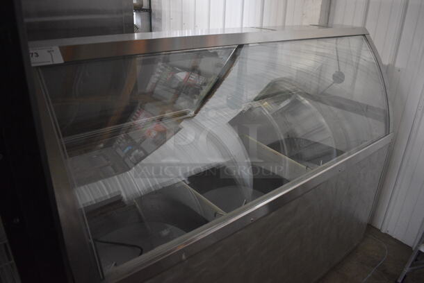 Stainless Steel Commercial Floor Style Ice Cream Dipping Cabinet w/ 3 Metal Ice Cream Tub Collars. 67.5x30x52.5. Tested and Working! - Image 3 of 5