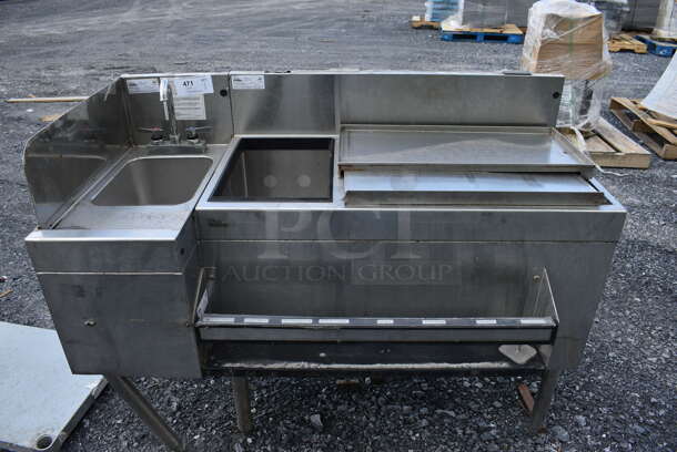 Glastender Stainless Steel Commercial Ice Bin w/ Speedwell, Sink, Faucet and Handles. 48x24x36.5