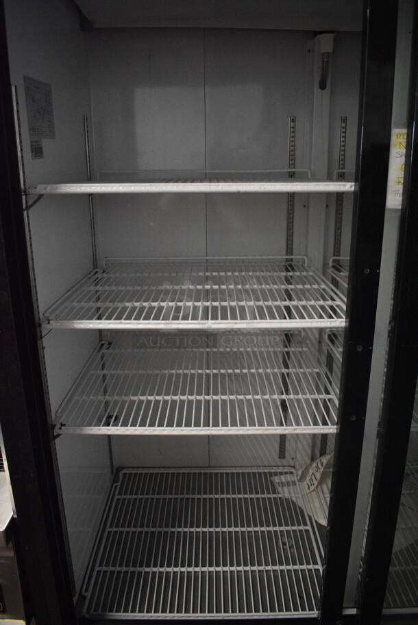 Avantco Model 178GDS47HCB Metal Commercial 2 Door Reach In Cooler Merchandiser w/ Poly Coated Racks on Commercial Casters. 115 Volts, 1 Phase. 53x30.5x84. Tested and Powers On But Does Not Get Cold - Image 4 of 5
