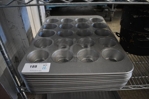 12 Metal 20 Cup Muffin Baking Pans. 18x26x2. 12 Times Your Bid!