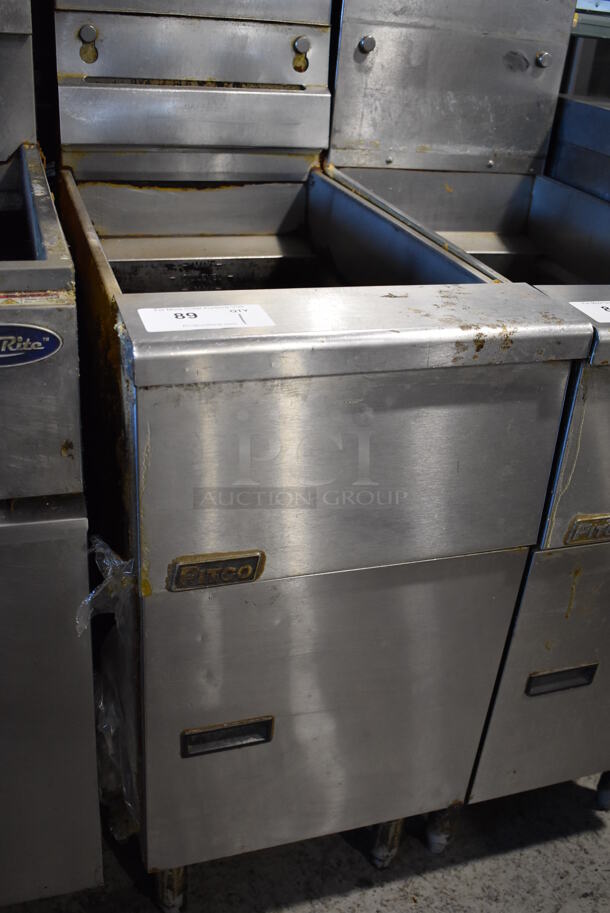 2013 Pitco Frialator SG14 Stainless Steel Commercial Floor Style Natural Gas Powered Deep Fat Fryer. 110,000 BTU. 16x34x53 - Image 2 of 8