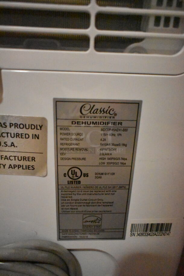 BRAND NEW SCRATCH AND DENT! Arctic King MDCDP-45AEN1-BB0 45 Pint Energy Star Direct Drain Dehumidifier. 115 Volts, 1 Phase. Tested and Working! - Image 6 of 6