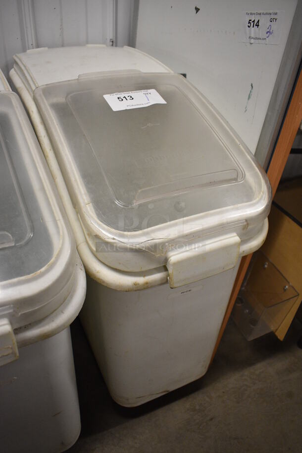 White Poly Ingredient Bin w/ Clear Lid on Commercial Casters. 13x30x29 - Image 2 of 4