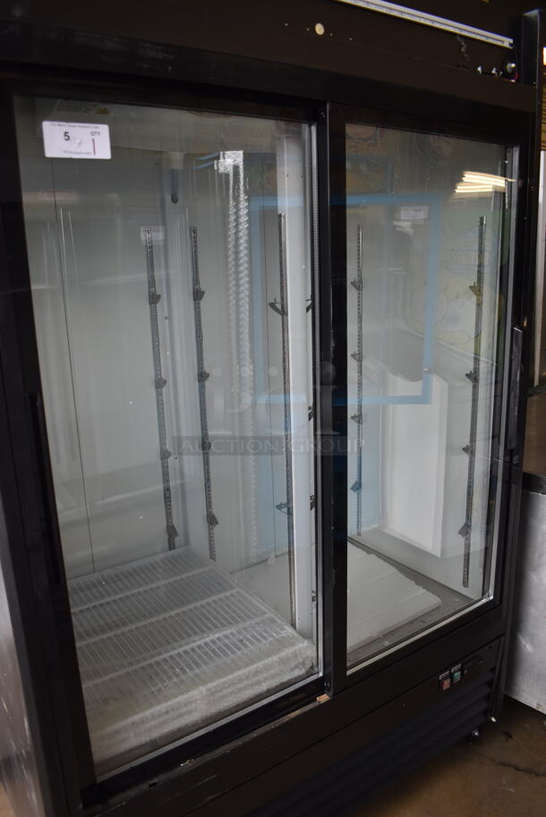 BRAND NEW SCRATCH AND DENT! Avantco 178GDS47HCB Metal Commercial 2 Door Reach In Cooler Merchandiser on Commercial Casters. 52x30x84. Tested and Working! - Image 2 of 6