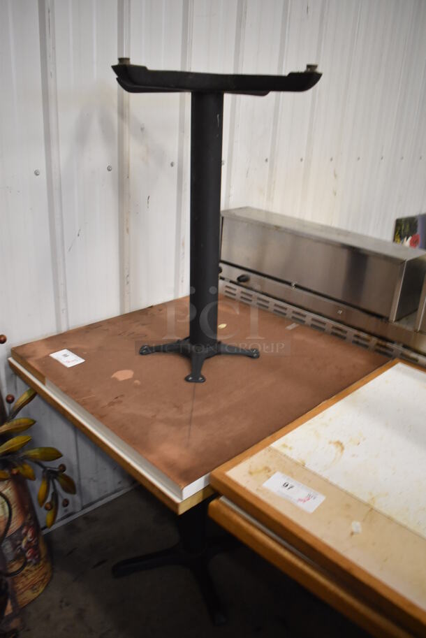 2 Dining Height Table on Black Metal Table Base. Stock Picture - Cosmetic Condition May Vary. 30x30x29.5. 2 Times Your Bid! - Image 5 of 5