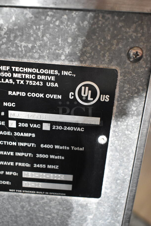 Turbochef NGC Stainless Steel Commercial Countertop Electric Powered Rapid Cook Oven. 208-240 Volts, 1 Phase.  - Image 6 of 6
