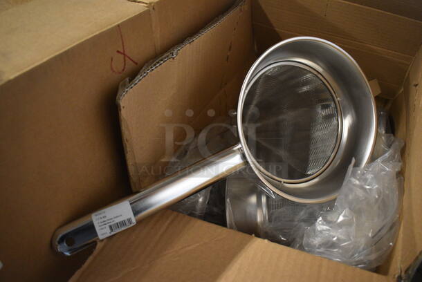 6 BRAND NEW IN BOX! Winco CCB-8R Stainless Steel Bouillon Chinois Strainers. 17x8x9. 6 Times Your Bid! - Image 1 of 4