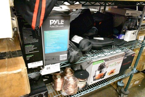 14 Various Items Including Sony WH-CH520 Headphones, Panasonic NI-WL602 Cordless Steam Iron, BRAND NEW Pyle PHCD22 Speaker, Hyper Solocasst Microphone, Nutrichef Electric Griddle Crepe Maker, CB Gitty Unit, Cases, Holster Camera Case. 14 Times Your Bid! 