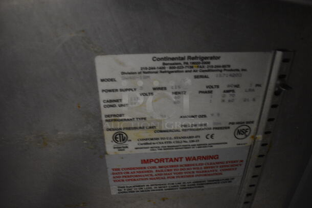 Continental Model SW48-18M Stainless Steel Commercial Sandwich Salad Prep Table Bain Marie Mega Top Bain Marie w/ 2 Over Shelves on Commercial Casters. 115 Volts, 1 Phase. 48x36x71. Tested and Powers On But Temps at 60 Degrees - Image 5 of 7