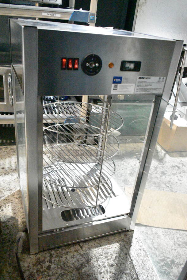 BRAND NEW SCRATCH AND DENT! ServIt 423PDW12D2 Stainless Steel 12" Self-Service Pizza Warmer with 4-Shelf Rotating Rack. 120 Volts, 1 Phase. Tested and Working! - Image 6 of 7