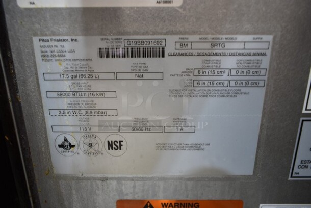 2019 Pitco Frialator SRTG Stainless Steel Commercial Floor Style Natural Gas Powered Rethermalizer on Commercial Casters. 55,000 BTU.  - Image 4 of 4