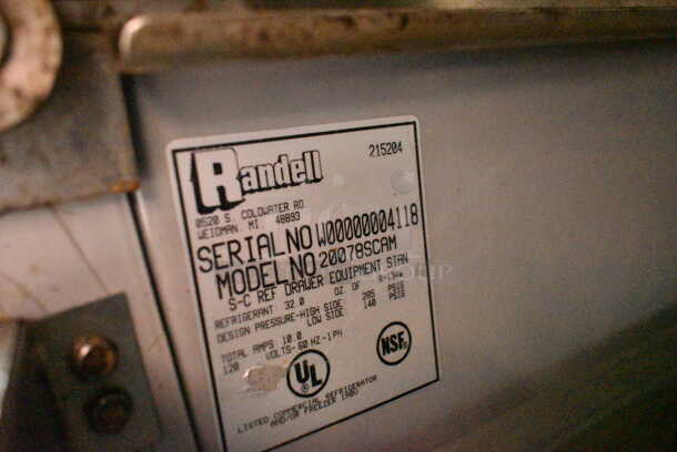 Randell 20078SCAM Stainless Steel Commercial 4 Drawer Chef Base. 115 Volts, 1 Phase. Tested and Working! - Image 7 of 7