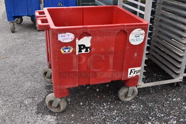 Red Poly Insulated Portable Ice Bin Cart on Casters. 36x27x35 - Image 2 of 6